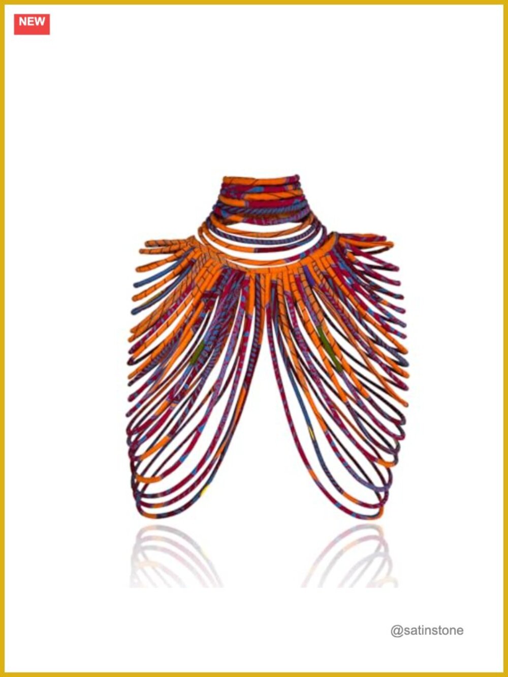 Ankara Fabric Shawl Necklace Set Multi-Strand Cotton Statement Necklace Women